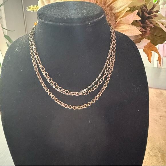 Sabika Gold Tone Multi Chain Chainlink Layered Necklace - Picture 7 of 7